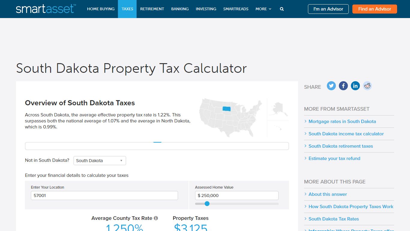 South Dakota Property Tax Calculator - SmartAsset